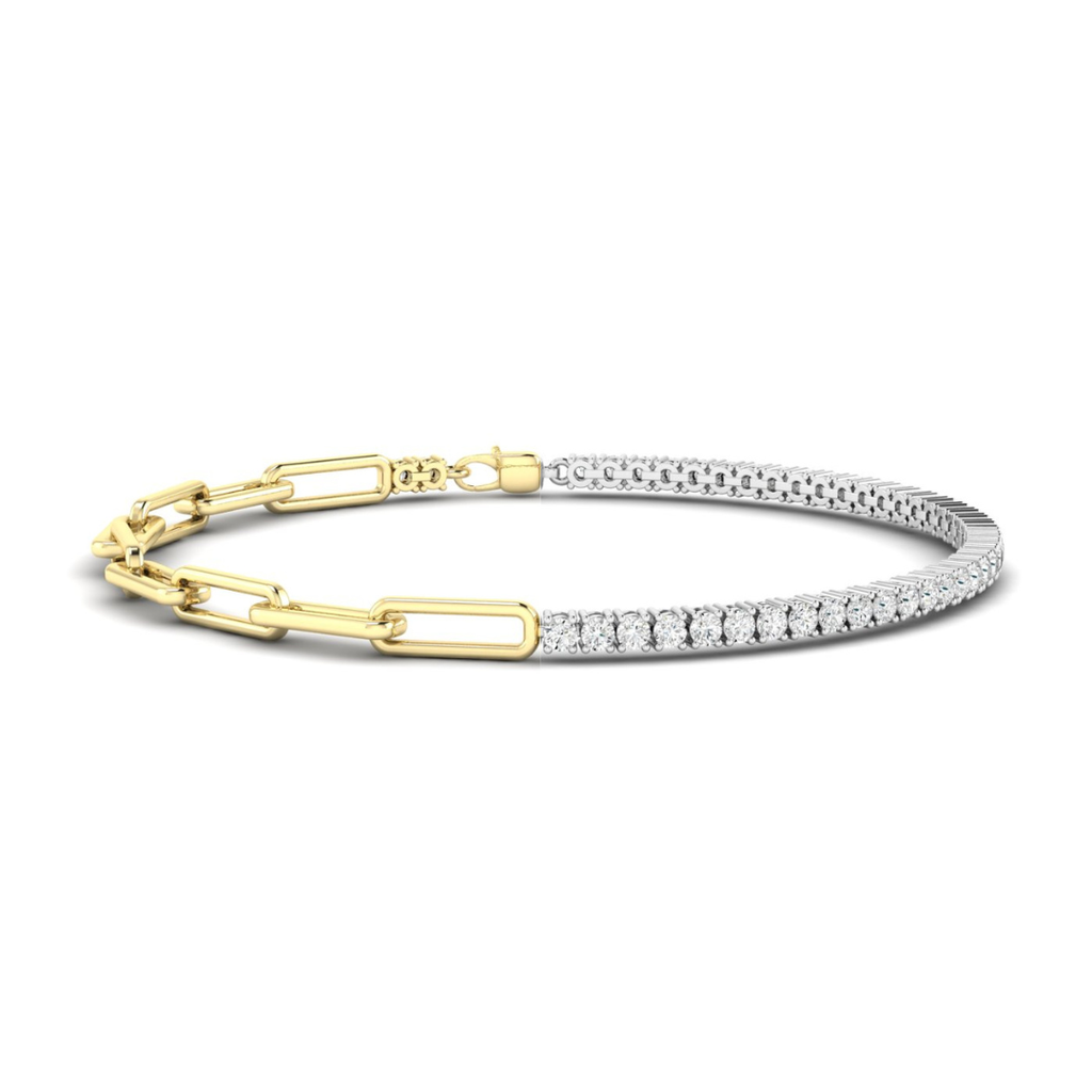 Round Half Tennis Paperclip Bracelet