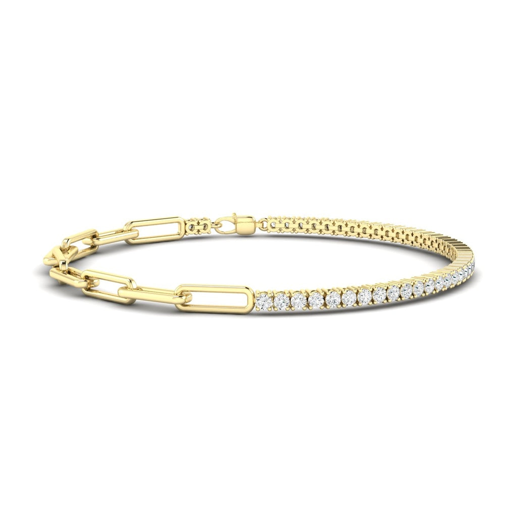 Round Half Tennis Paperclip Bracelet