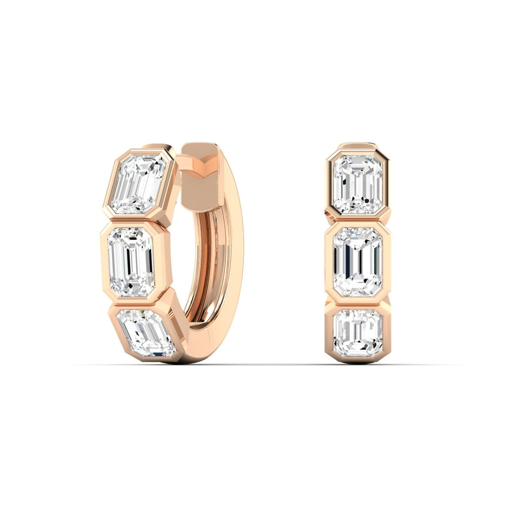 Emerald Bezel Huggies