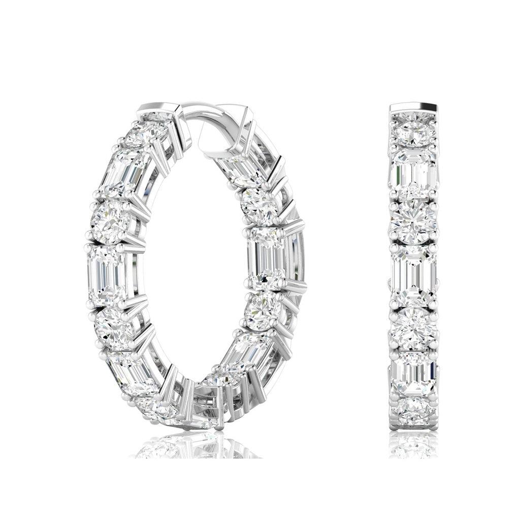 Round and Emerald Hoops 5.00ctw