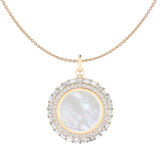 Mother of Pearl Emerald and Round Pendant