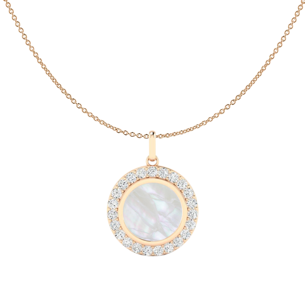Mother of Pearl Diamond Disc Pendant