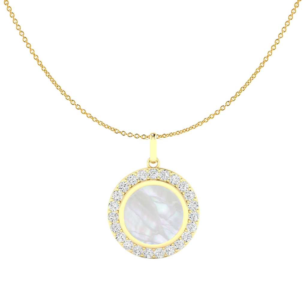 Mother of Pearl Diamond Disc Pendant