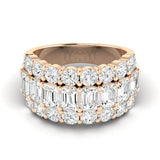 Three Row Round & Emerald Statement Band 4.00ctw