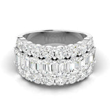 Three Row Round & Emerald Statement Band 4.00ctw