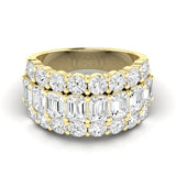 Three Row Round & Emerald Statement Band 4.00ctw