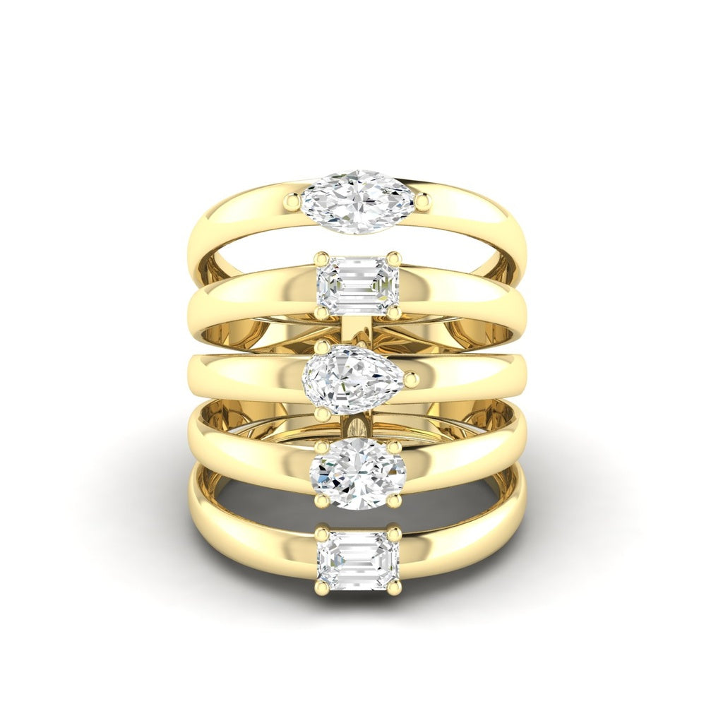 Multi Shape Shield Ring (5 row)