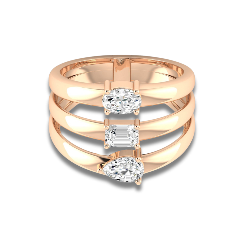 Multi Shape Shield Ring (3 row)