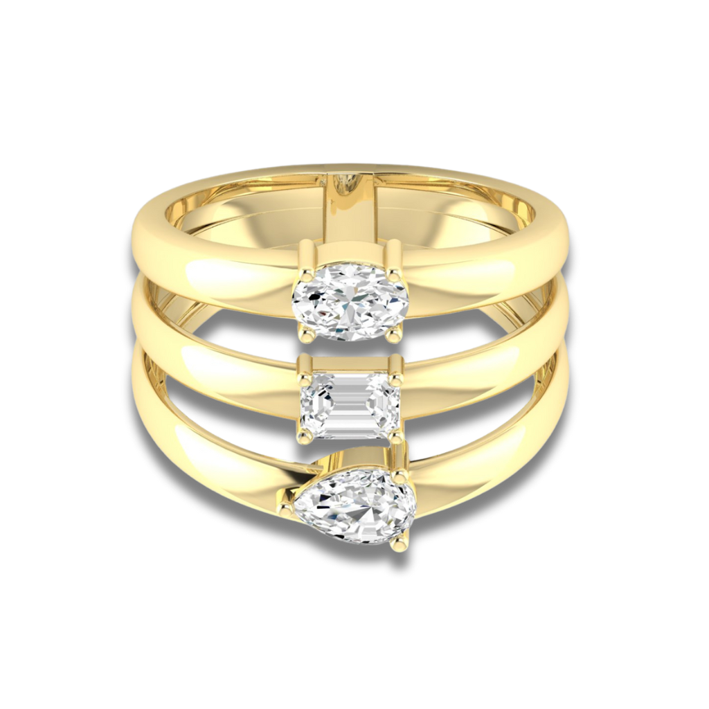 Multi Shape Shield Ring (3 row)
