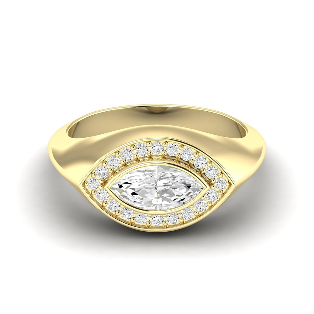 Marquise Bezel Signet Ring .65ctw