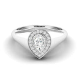 Pear Bezel Signet Ring .65ctw