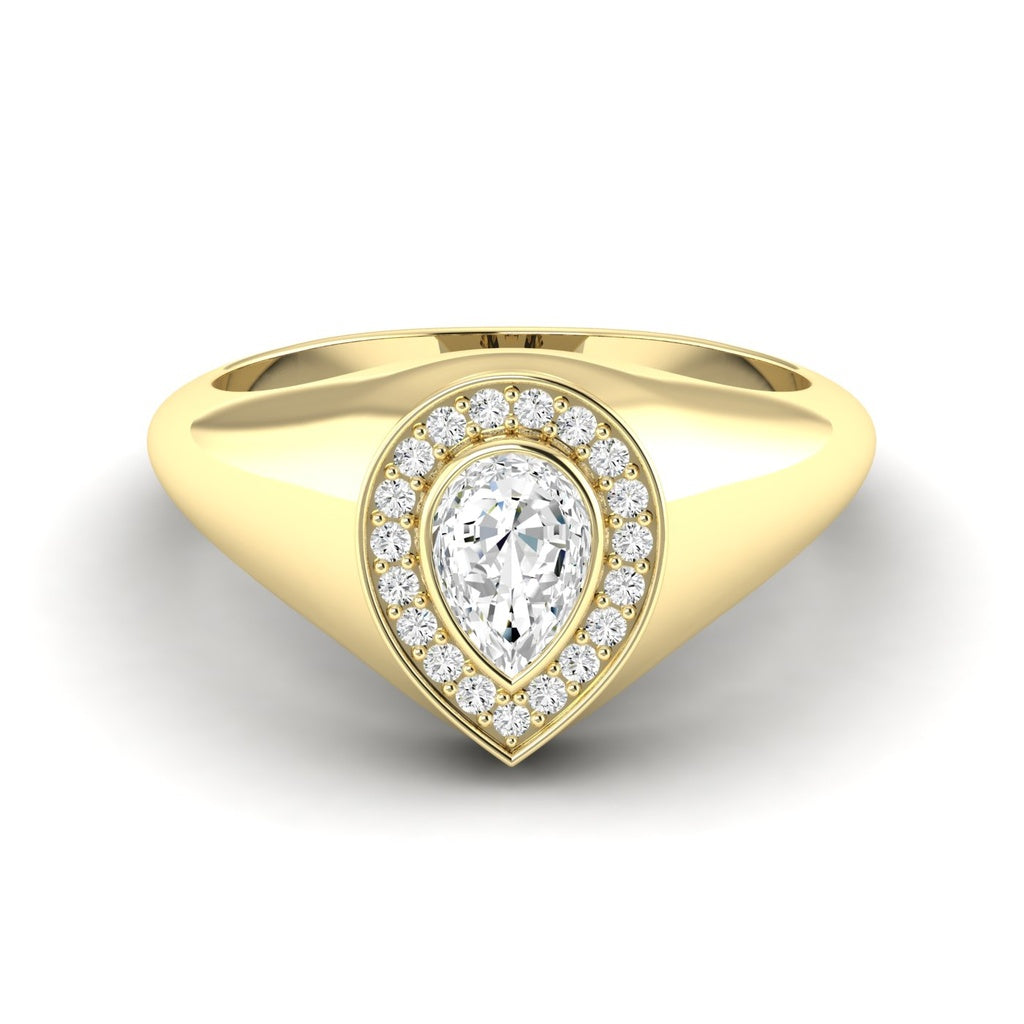 Pear Bezel Signet Ring .65ctw